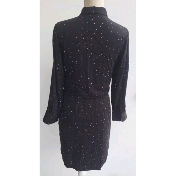 Rag & Bone Lucas Twist-Front Collared Black Printed Viscose Shirtdress Size S - Picture 4 of 10